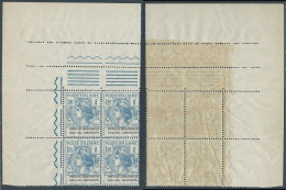 Delcampe - 1924 REGNO ENTE PARASTATALE COLLOC. DISOCCUP. 1 LIRA QUARTINA LUSSO MNH ** - I53 - Zonder Portkosten