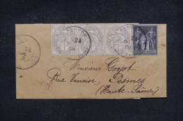 Delcampe - FRANCE - Sage 1c + Blanc 1c En Bande De 3 Sur Bande Journal Pour Pesmes En 1908 - S 1288 - 1877-1920: Semi-Moderne