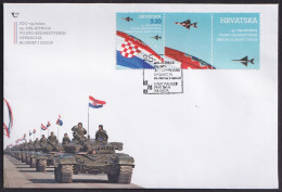 Delcampe - -+Croatia, 2020-08-03, War Operation OLUJA (Storm), Tank, Stamp W. Labels FDC Ib - Croatia