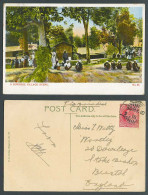 Delcampe - Burma India KE7 1a 1910 Old Postcard A Burmese Village Scene Native Men & Houses - Myanmar (Burma)