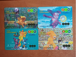 Delcampe - THAILAND - MOBILE-113 - CARTOON - THE SPHERIKS - FOOTBALL WORLD CUP 2002 KOREA JAPAN - 12call - SET OF 4 CARDS - Tailandia