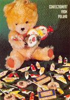 Delcampe - Confectionery From Poland Teddy Bear Holding Candy Sweets Vintage Postcard B819 - Sonstige & Ohne Zuordnung