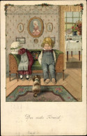 Delcampe - Artiste Lithographie Ebner, Pauli, Der Erste Zwist, Munk Nr 1158 - Sonstige & Ohne Zuordnung