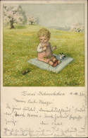 Delcampe - Artiste CPA Ebner, Pauli, Zwei Schneckchen, Kind Auf Der Wiese, Hase, Schnecke - Sonstige & Ohne Zuordnung