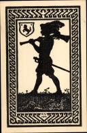Delcampe - Scherenschnitt CPA Sievers, Rudolf, Der Soldat, Kunstmappe Schwarzspiele, Federzeichnung - Sonstige & Ohne Zuordnung