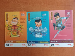 Delcampe - THAILAND - MOBILE-122 - CARTOON - TRUE MONEY - SET OF 3 CARDS - Tailandia