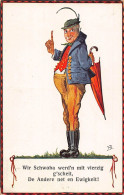 Delcampe - L066 Germany 1933 Man Umbrella Costume Caricature Signed Hans Boettcher Postcard - Humor