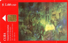 Delcampe - CUBA - CHIP CARD - PAINTING - VICENTE R. BONACHEA - LA LUZ DE LA MANIGUA - Cuba