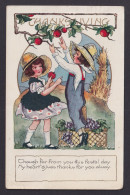 Delcampe - UNITED STATES, Postcard, Thanksgiving, Children With Apples - Thanksgiving