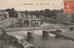 Delcampe - 53.  MAYENNE. CPA. LES DEUX PONTS. ANNÉE 1916 + TEXTE - Mayenne