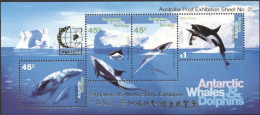 Delcampe - AAT 1995, Artic Whales And Dolphins, Overp. Philaexpo Singapore95, Block - Delfine