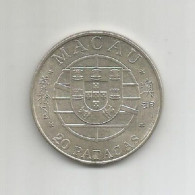 Delcampe - MACAU PORTUGAL 20 PATACAS 1974 SILVER - Macao