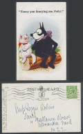 Delcampe - FELIX The Film Cat 1924 Old Postcard Cats Kittens On Log, Fancy You Fancying Me! - Katten