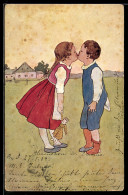 Delcampe - Künstler-AK Brüder Kohn (B.K.W.I) Nr.: 599-1, Junge Und Mädchen Küssen Sich - Gebraucht