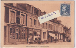 Delcampe - GODERVILLE - Place Du Marché - Café Lestiboudois - Librairie Souplis     PRIX FIXE - Goderville