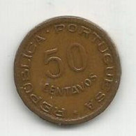 Delcampe - MOZAMBIQUE PORTUGAL 50 CENTAVOS 1957 (WITH VARNISH) - Mozambique
