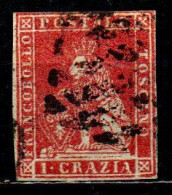 Delcampe - TOSCANA - 1851 - 1 Cr. - Su Carta Grigia - USATO - Toscane