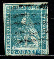 Delcampe - TOSCANA - 1851 - 2 Cr. - Su Carta Azzurra - USATO - Toscane