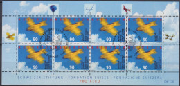 Delcampe - 2001 Schweiz ⵙ Zum:1016, Mi: 1747, Kleinbogen,100 Jahre Aeroclub Schweiz - Blocks & Kleinbögen