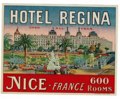 Delcampe - FRANCE - NICE - HOTEL REGINA -14/11cm - Etiquettes D'hotels