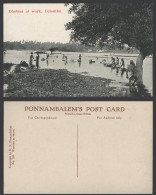 Delcampe - Ceylon Old Postcard Dhobies At Work Colombo Native Washermen, Ponnambalem's Card - Sri Lanka (Ceylon)