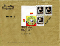 Delcampe - CA2005- COLOMBIA - 2001 - AMERICA SOCCER CUP, USED ON COMMERCIAL COVER - EMS SERVICE - Colombie