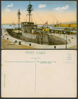 Delcampe - Gibraltar Old Colour Postcard Queen Alexandra's Dock No. 2 Warship, British Flag - Gibraltar