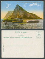 Delcampe - Gibraltar Old Colour Postcard The Rock From Eastern Beach, Atunara, Boats Canoes - Gibraltar