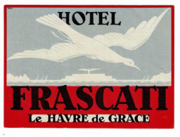 Delcampe - ITALIE - FRASCATI - LE HAVRE DE GRACE - 17/12 Cm - Etiquettes D'hotels