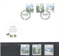 Delcampe - ZODIAC, CANCER, LEO, VIRGO, TOWN LANDSCAPES, FDC WITH MATCHING MINT SET OF 3 STAMPS, BERN, 1983, SWITZERLAND; - FDC