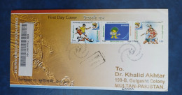 Delcampe - 2010 Bangladesh Registered Cover To Pakistan With Football And Cricket World Cup Stamps - Bangladesch