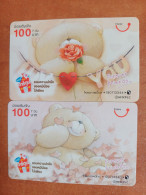 Delcampe - THAILAND - MOBILE-152 - CARTOON - BEAR - HAPPY - SET OF 2 CARDS - Thaïland