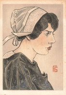Delcampe - Illustration Illustrateur Geo Fourrier Coiffes Bretonnes Douarnenez Coiffe Bretonne Folklore Breton , GF - Fourrier, G.