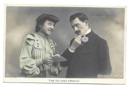 Delcampe - CPA - Couple - Ministère Des Affaires Etrangères - C'est D'un Cousin D'Amérique - Carte Humoristique - Carte Fantaisie - Couples