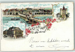 Delcampe - 4000 Basel Bâle 1902 Lithographie Spalen Tor Theater Brücke Schiff Boot ... - 13906365 - Basel