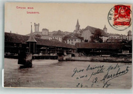 Delcampe - 6000 Luzern Lucerne 1916 Foto AK Spreuerbrücke Briefmarke Bildseitig - 38217202 - Luzern