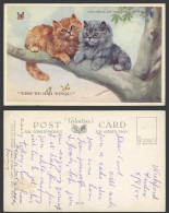 Delcampe - M Gear Old Postcard Blue Persian Orange Tabby Cats Wish We Had Wings Butterflies - Katten
