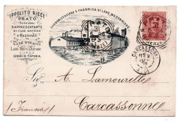 Delcampe - Prato . Carcassonne. Ippolito Ricci. Carte Commerciale . 1898. - Prato