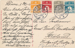 Delcampe - Danmark - 1912 - 1 + 2 + 3 + 4ore Colourful Franking On Postcard From Ronne To Deutschland - Cartas & Documentos