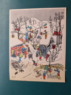 Delcampe - Carte De Vœux Illustrée — Village Enneigé — Illustrateur G. J. - Sonstige & Ohne Zuordnung