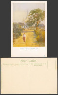 Delcampe - Burma F.M. Muriel Artist Signed Old Postcard Ananda Pagoda Pagan Temple & Native - Myanmar (Burma)