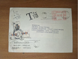 Delcampe - Lettre De Genève Pour Toulouse Oblitéré Mecanique Et Taxe  3,8f - 1961-....