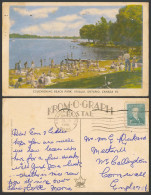 Delcampe - Canada 1951 Old Colour Postcard Couchiching Beach Park, Orillia Ontario, Bathers - Non Classés