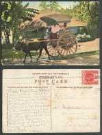 Delcampe - Ceylon 6c 1918 Old Postcard Bullock Hackery Colombo Cattle Cart Native House Hut - Sri Lanka (Ceylon)