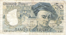 Delcampe - BANKNOTE, 50 FRANCS, SERIES A.37-107974, PAINTER QUENTIN DE LA TOUR, VERSAILLES PALACE, 1984, FRANCE; - 50 F 1976-1992 ''Quentin De La Tour''