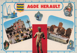 Delcampe - 34 AGDE CENTRE VILLE ET BORD DE L HERAULT - Agde