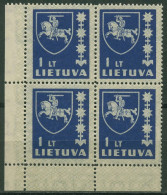 Delcampe - Litauen 1939 Freimarke Wappen 432 Viererblock Postfrisch - Litauen