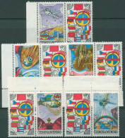 Delcampe - Tschechoslowakei 1984 Interkosmos Weltraumflug 2758/62 ZF Postfrisch - Ungebraucht
