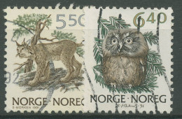 Delcampe - Norwegen 1991 Tiere Luchs Kauz 1059/60 Gestempelt - Gebraucht