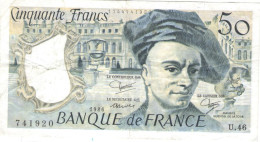 Delcampe - BANKNOTE, 50 FRANCS, SERIES U.46-741920, PAINTER QUENTIN DE LA TOUR, VERSAILLES PALACE, 1986, FRANCE; - 50 F 1976-1992 ''Quentin De La Tour''